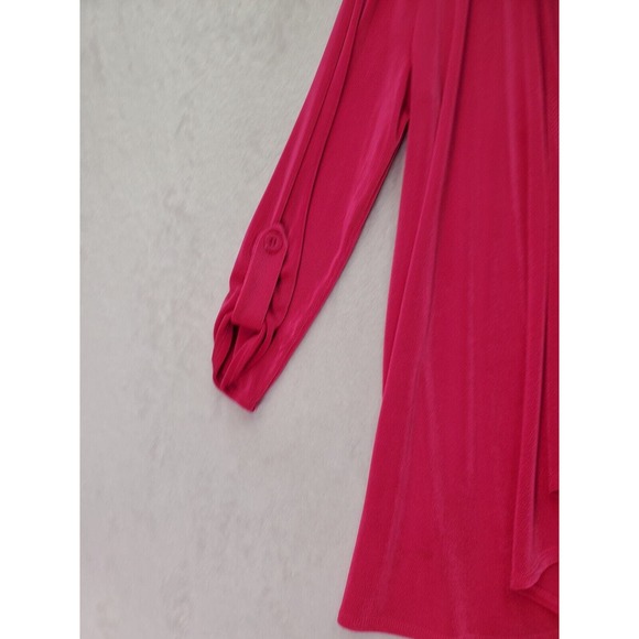 Kasper Cardigan Sweater Womens Size Medium Pink Long Roll Tab Sleeve Open Front - Picture 6 of 7